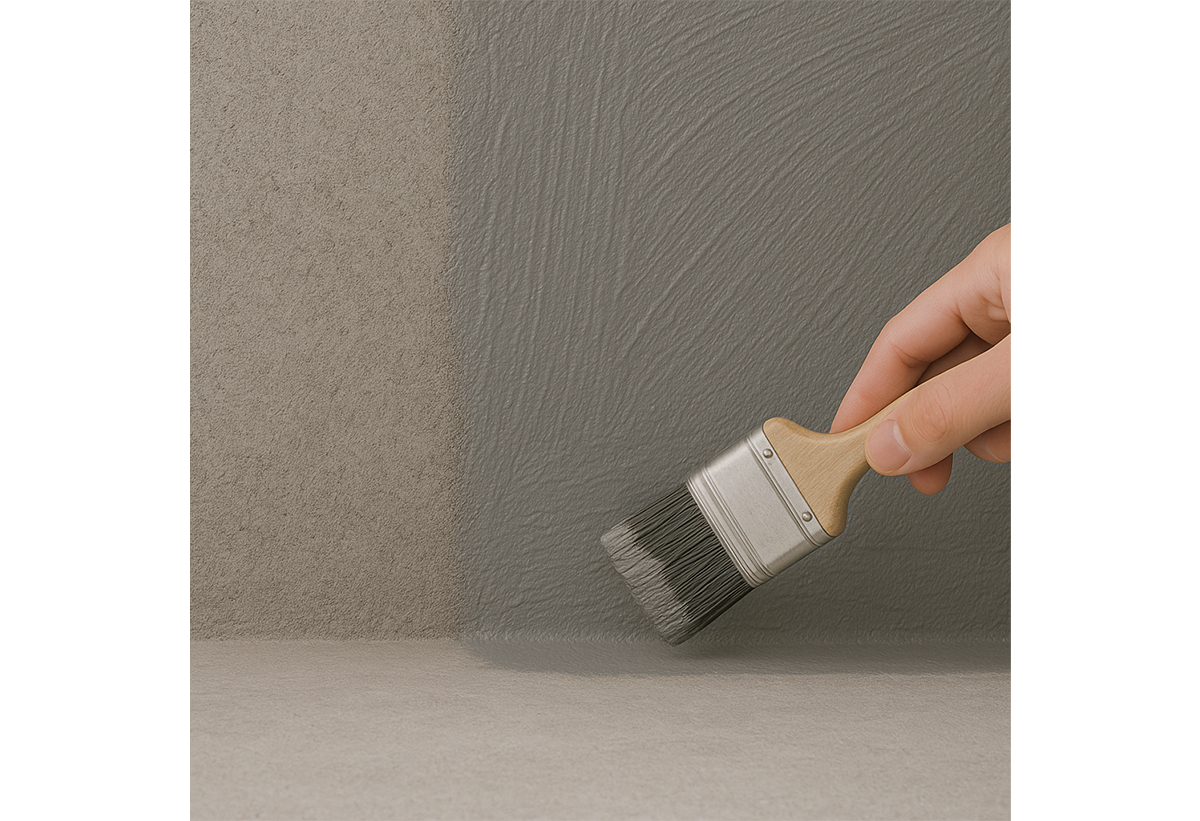 Απεικονίζεται τοποθέτηση στεγανωτικού με τη χρήση πινέλου.